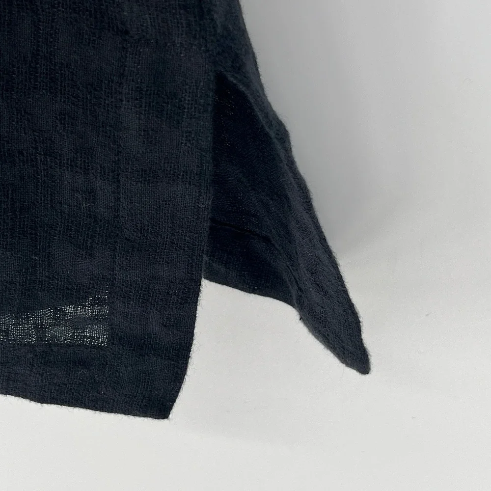 Soft Surroundings Linen Blend Dress Petite Small Black Lagenlook Shift w Slip